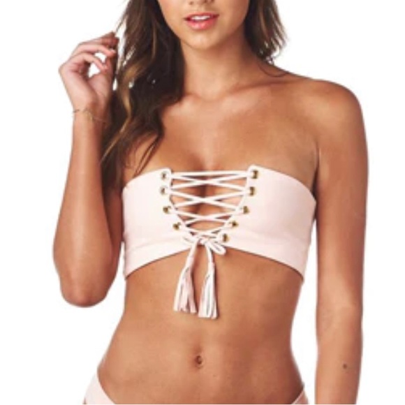 Montce Corset bikini top sz Small lace up tassels - Picture 9 of 11